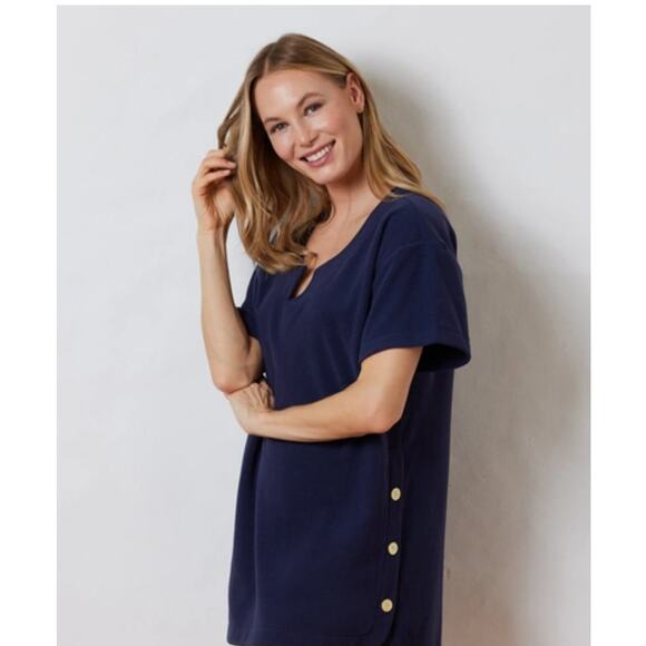 NWT Dudley Stephens Crescent Beach Cover Up Terry Cloth Resort Navy Blue Size XL - Picture 1 of 9